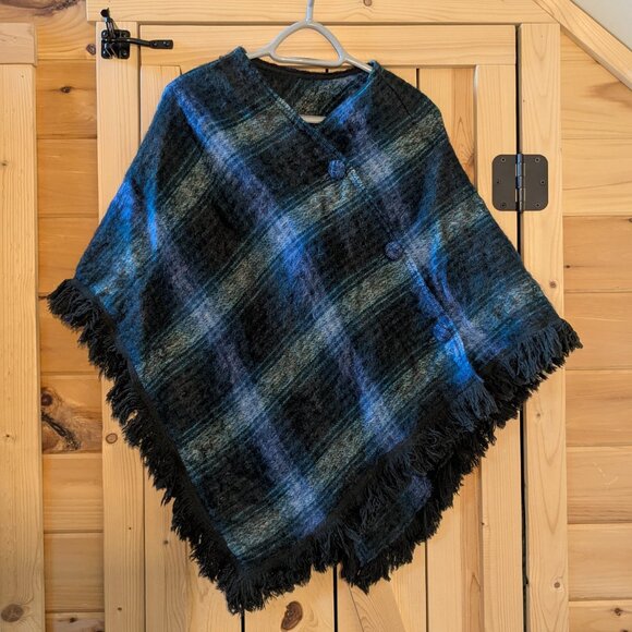 Lochcarron Jackets & Blazers - VTG Lochcarron Scottish Mohair Wool Cape Mantle Poncho Wrap Shawl Tartan Plaid
